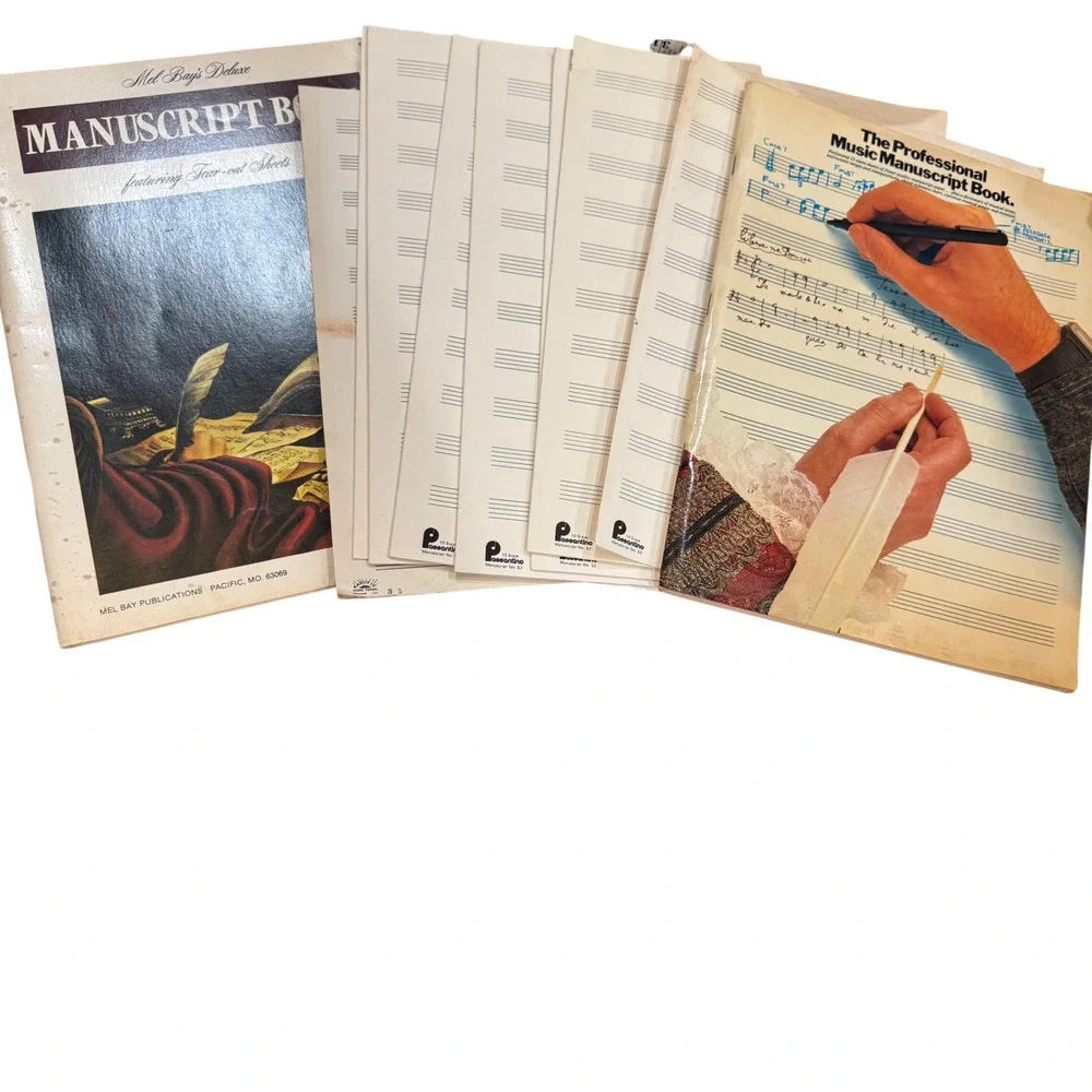 Vintage Mel Bay Deluxe Manuscript Book & Amsco Professional Music Paper Lot 1980
